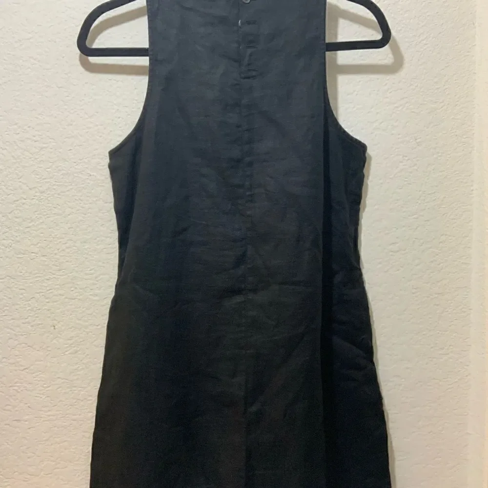 J. Crew Linen Dress button back black size XXS